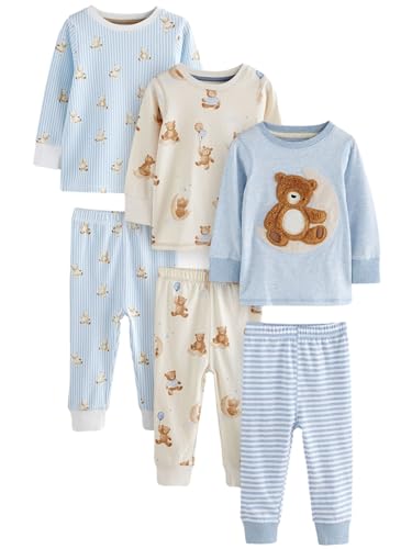 Next Niños Pack de 3 Pijamas abrigados Blue/Ecru Baby Bear 18 Meses