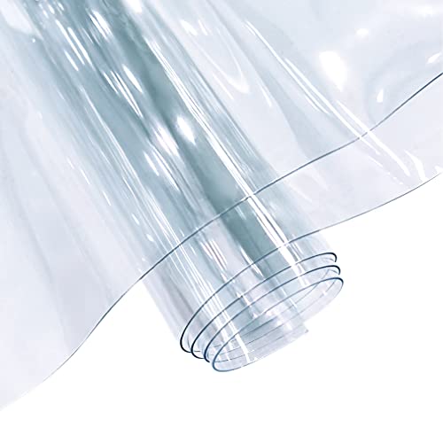 30x135cm Transparent PVC Vinyl, 0.4mm Neon Solid Color Waterproof Fabric Super Clear Mirrored Foil Roll for Making Handags Bows DIY Decor, Transparent