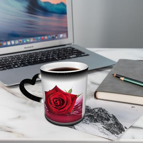 YoupO Kaffeebecher mit Rosen-Motiv, 370 ml, wärmeempfindliche...