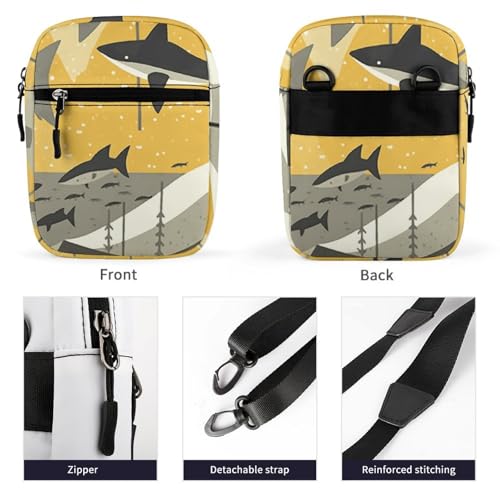Satchel Tote Bag Messenger Bag Shark Silhouette Printed Mini Sling Bag Purse Suitable for Work Travel3
