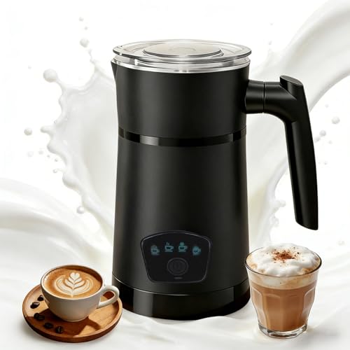 Espumador de leche eléctrico 350 ml, calentador de leche automático 4 en 1 de funcionamiento silencioso, apagado automático, espumador de leche caliente y fría para café latte, capuchinos y macchiatos
