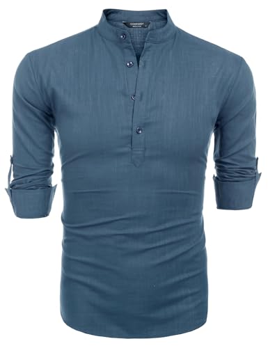 COOFANDY Mens Cotton Linen Henley T-Shirts Long Sleeve Casual Beach Shirts | Mens Linen ShirtRegular Relaxed FitLightweightBreathableand Moisture-wicking for BeachVacation or Everyday Summer  product thumbnail 15