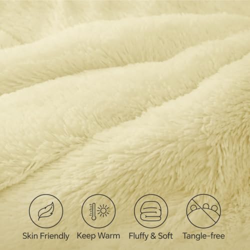 Image of BEDELITE Yellow Fluffy Comforter Set Queen, Fuzzy Faux Fur Comforter