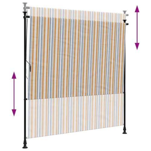 Balcon sans perçage protégé du soleil : store vertical réglable jaune et blanc - 7