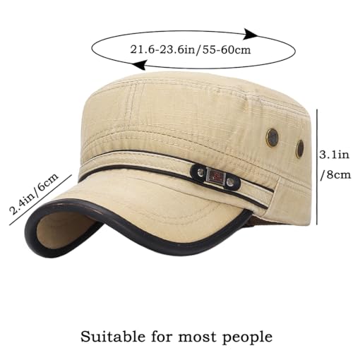Image of Cadet Army Hat 2 Pieces Flat Top Cap Unisex Military Hat for Women Men