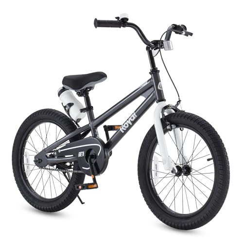 Royalbaby Freestyle Kids Bike Boys Girls 18 Inch BMX Childrens Bicycle with Kickstand for Ages 5-8 Years, Black