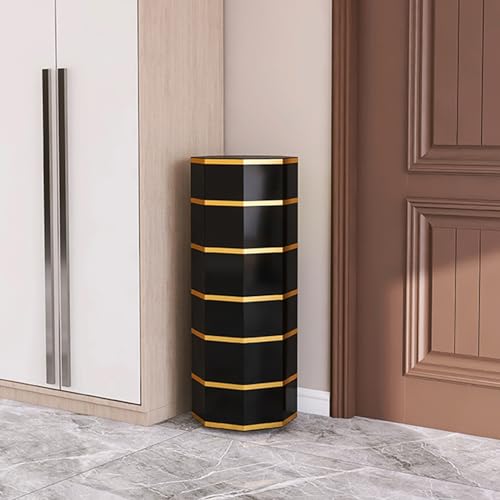 Armoire fine à chaussures en rotin pivotante : grand organiseur de rangement métal pour couloir