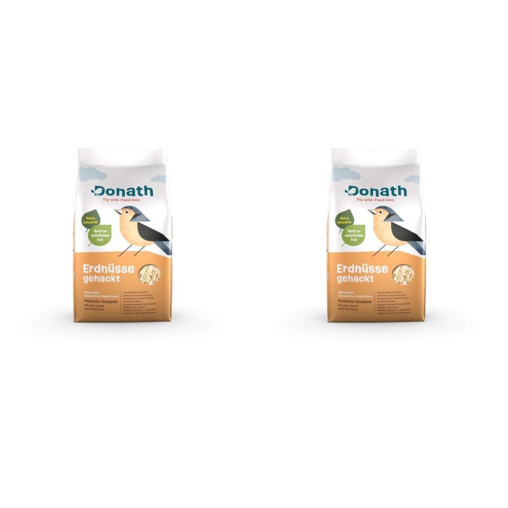 Donath Erdnüsse gehackt - reich an natürlichem Fett - wertvolles Ganzjahres Wildvogelfutter - aus unserer Manufaktur in Süddeutschland - 2 Kg (Packung mit 2)