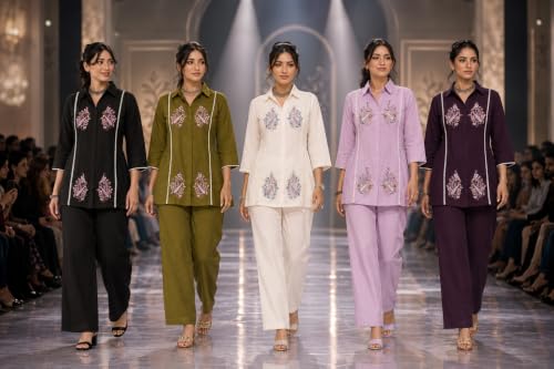 Image of TOPLOT Kurta Sets for Woman with Embroidery Work || Co ord Set for Women Stylish (5246)