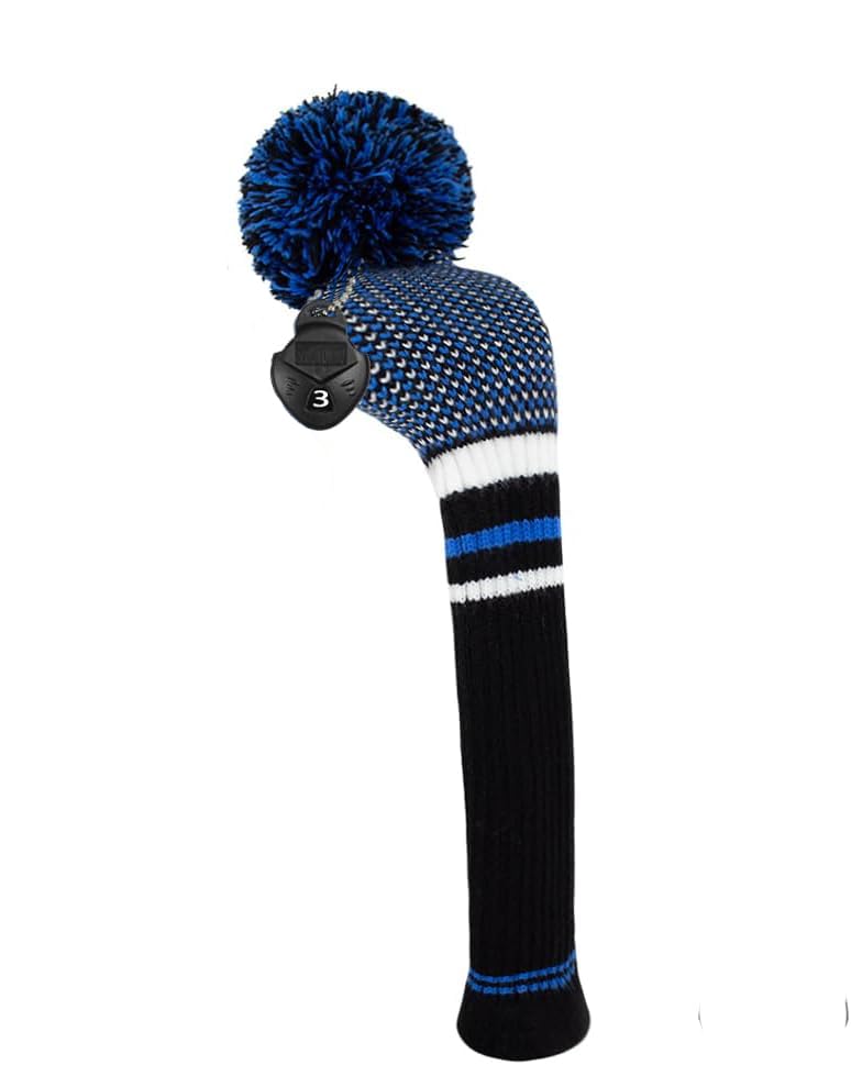 Scott Edward 1PCS Knit Pom Pom Fairway Wood Golf Club Cover, Fit 3 5 7 Wood with Rotating Number Tags,Soft,Portable(Scottish Red) — image 1