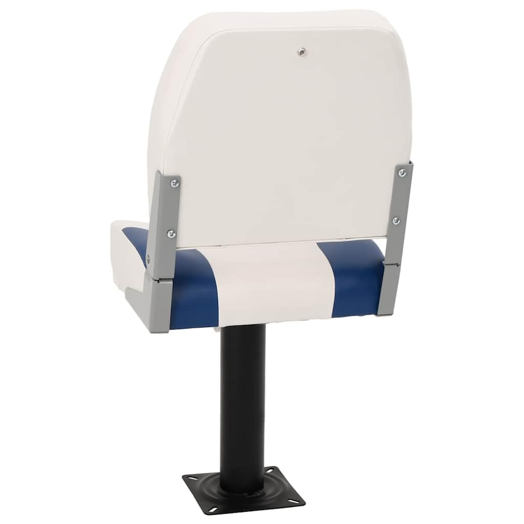 Klappbarer Bootssitz 1 Set Blau Weiß 41x36x48 cm mit robustem Stahlrahmen und wasserfestem PVC PU Bezug für Segelboot Yacht Jolle Katamaran, einfache Montage, hoher Komfort, langlebig