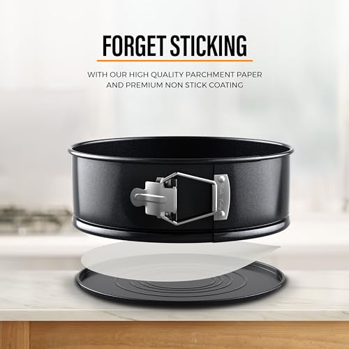 8 Inch Cake Tin Set– 7cm Deep Springform Cake Tins for Baking Layered Wedding Birthday– Bonus Precut Parchment Papers– Ultimate Baking XP with Round, Non-Stick & Leak-Proof Baking Tins - Image 4