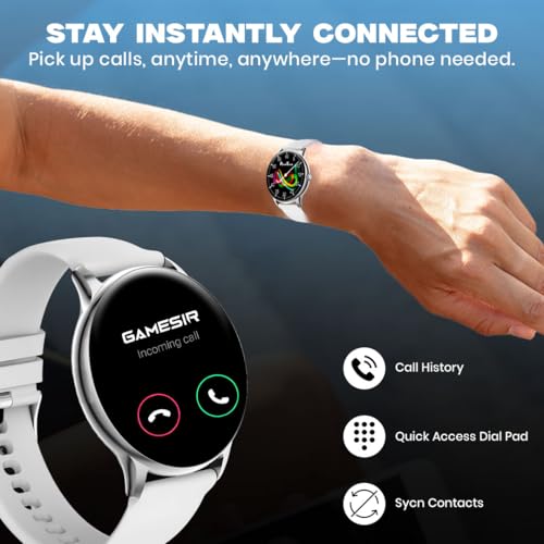 Image of GameSir Glavito Round Dial Smartwatch with 1.49 inch AMOLED Display, 100+ Sports Modes, IP67, Bluetooth Calling, Functional Crown Control, Health Tracking, 100+ Watch Faces for Men & Women (Grey)