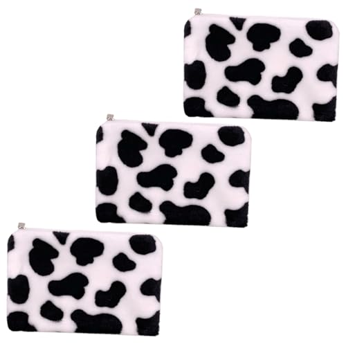 3pcs Cartoon Plush Coin Purse Cow Theme Adorable Coin Storage Purse Comfortable and Convenient
