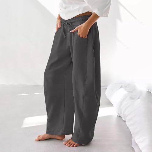 Baggy Barrel Sweatpants Women Drawstring High Waisted Y2k Sweatpants Wide Leg Lounge Pants Trendy Sweat Pants4