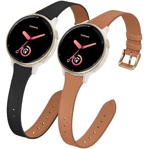 Bracelet en cuir fin 20mm Garmin Vivoactive 5/6, l'élégance vintage au quotidien pour femme