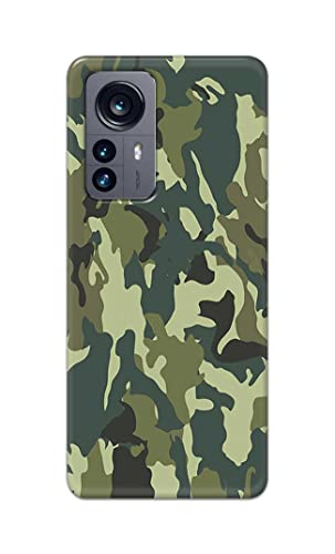 Image of Printed Hard Back Cover Case for Xiaomi 12 Pro Back Cover (Green Army Camouflage) -1803