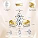 AVECON 4CT Moissanite Marquise Engagement Ring Set for Women, D Color VVS1 Clarity S925 Sterling Silver Promise Wedding Band, 14K Gold Plated Adjustable Bridal Gift with Certificate & Box, Size 7