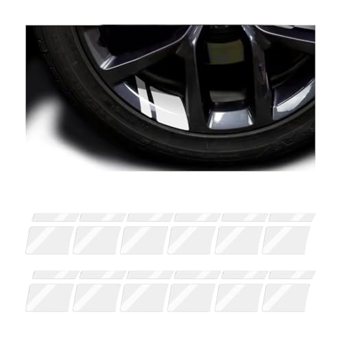 Image of Mandark 12PCS Car Wheel Rims Decal Stripes, Reflective Vehicle Tire Rim Stickers for 18-21 Inch Wheels, Safety Auto Exterior Hash Stripe Sticker Decoration, Universal for SUV, Truck, RV (White)