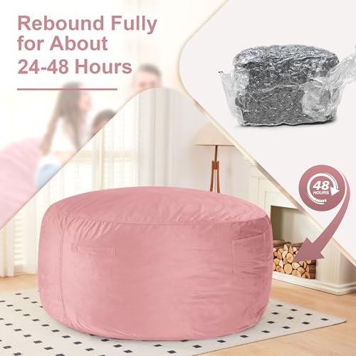 Image of HABUTWAY Bean Bag Chair: Giant 6' Memory Foam Furniture Bean Bag Chair with Microfiber Cover - 6Ft, Soft Pink