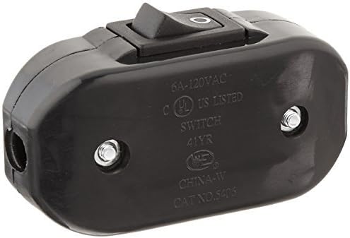 Pass & Seymour 5406BKCC10 Feed Cord Switch, 6-Amp, 120-volt, Black