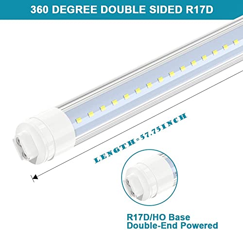 Jesled 360 Degree T8 T10 T12 5Ft 36W R17D/Ho Base, Led Outdoor Tubes For Double Sided Signs 6000K Cool White Clear Cover (4-Pack) #TOP2