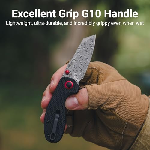 CJRB Maileah pocket knife, folding knife with 2.39'' Damascus Steel Blade, Black G10 Handle EDC Knife for Men Outdoor Survival Camping Limited Edition (J1918D) by CJRB CUTLERY - Image 6