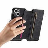 Trugox Zip Wallet Case for Apple iPhone 14 Phone Case with Ring Stand RFID Blocking Safe Card Holder Leather Purse Folio Book Folding Flip Case Cover Women Men - Black - Image 8