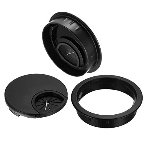 uxcell Cable Hole Cover, 2.1Inch/53.5mm Zinc Alloy Desk Wire Cord Cable Grommets Hole Cover for Office PC Desk Cable Cord Organizer, 4 Pcs Black by uxcell - Image 3