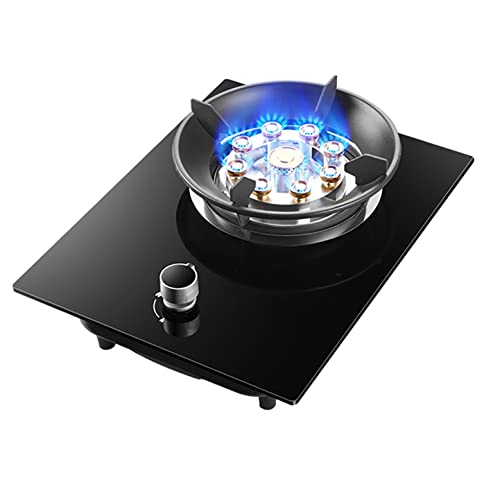 Aouoeeo Placa de Gas, Encimera de Gas, Cocina de Gas de 33 cm con Quemador y Placa de cocción integrada, vitrocerámica y Zona de Seguridad.