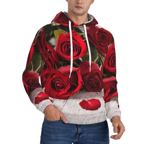 Sweat à capuche homme rose rouge, pull fleuri pour un usage quotidien et sorties urbaines