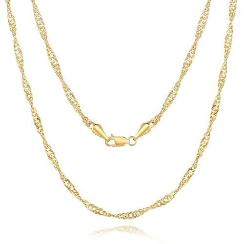 2.7MM 14K Gold Necklaces for Womens Gifts for Birthday 14K Gold Chain for Mens Necklace Stack Elegance in Every Twist Singapore Dainty Golden Necklace for Women Non Tarnish 16-24IN - Main Image