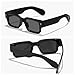IKANOO Rectangle Sunglasses for Women Men Square Thick Frame Sunglasses Retro Fashion Chunky Eyewear Black Shades (Black)
