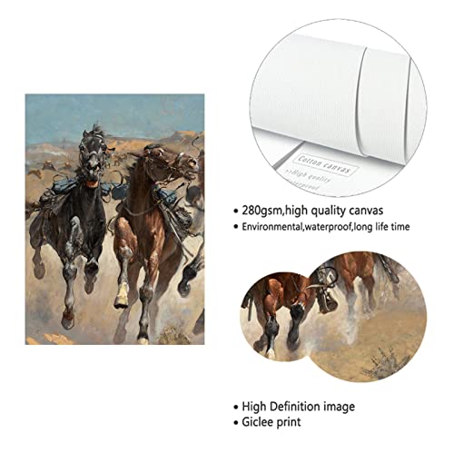 LED Wall Art Frederic Remington : illuminez un mur sombre avec cette toile de chevaux 60x90cm