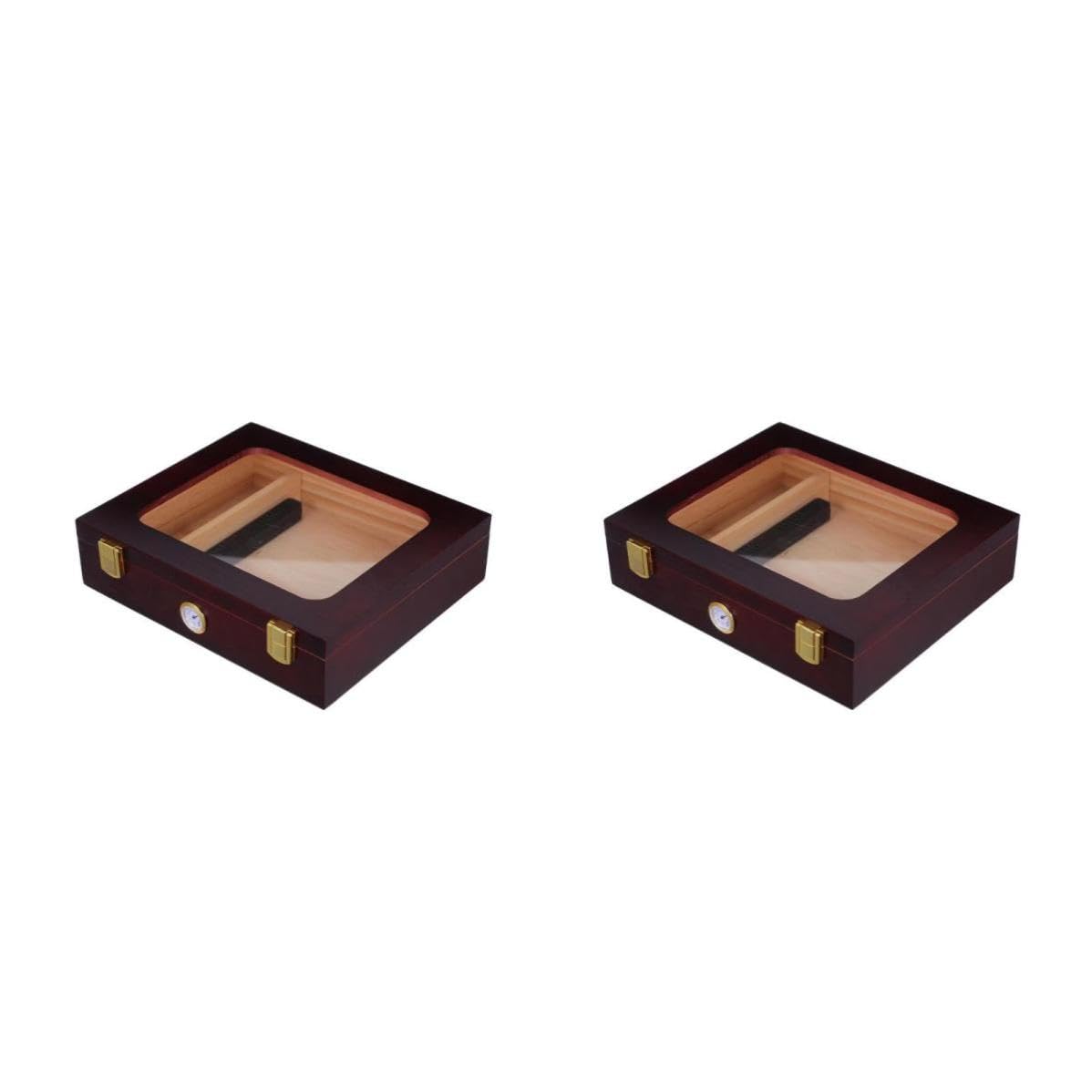 MAGICLULU 2 Stück Holz Zigarrenaufbewahrungsbox und Glasdeckel Braun