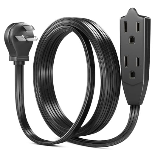 Maximm Extension Cord 6 Feet Flat Plug/Wire, Multi Outlet - 3 Prong Angled Plug Extension Cord - Black UL Certified