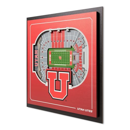 YouTheFan Officially-licensed NCAA Utah Utes Stadium Series 3D Wall Art - multi-layer team stadium replica, detailed sports fan gift, indoor decor