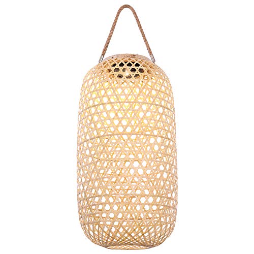 GLOBO Solarleuchte Korbgeflecht Stehleuchte Bambus Außenlampe...