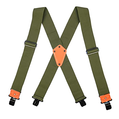 Melotough Men Suspender With 2 Inch Elastic Fully Adjustable X Back Industrial Strength Suspender (Army Green) #TOP2
