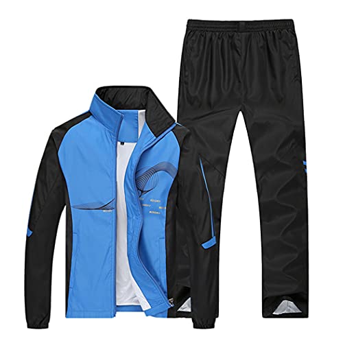 Sun Lorence Men's Athletic Full Zip Jogger Sweat Suit Casual Running Tracksuit Outfit Blue Xl #TOP18