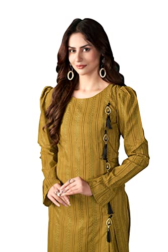 Image of Amazon Brand - Anarva Women's Rayon Straight Embroidery Solid Kurtas (K-1026 Yellow)