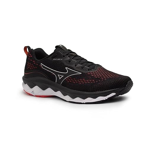 Mizuno Wave Way 3, Tênis Masculino, Preto/Vermelho (Black/Red), 42.0