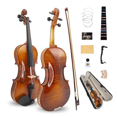 Vetimobato Handmade 4/4 Full Size Violin Set - Linden Plywood Body Maple Neck Solid Wood Fittings...