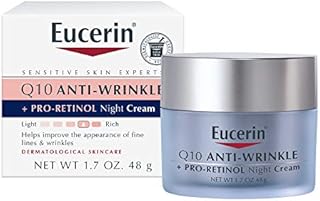 Eucerin Q10 Anti-Wrinkle Night Cream + Pro-Retinol, Facial Cream for Sensitive Skin, 1.7 Oz Jar
