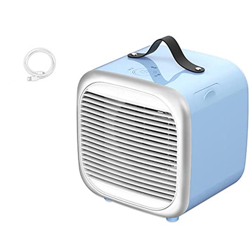 YYBD Mini Luftkühler, Persönlicher Schreibtisch Klimaanlage Lüfter, 2 Geschwindigkeiten, 9 Klingen, 1,2 M Netzkabel, 19x18x17cm, 3 Farben Cover