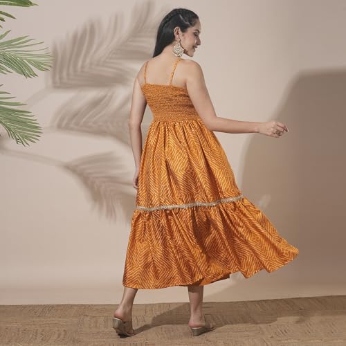 Image of Globus Women Ethnic Dress (GS569592 Yellow S)