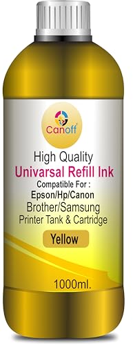 Image of CANOFF Yellow Refill Ink Compatible for Can: CL: 41, 57, 98, 99, 741, 746,811,831 Ink Cartridge (1000ml Per Bottle) (Cannon Ink Cartidge Refill Ink, Yellow)