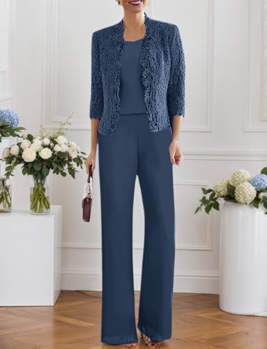 3 Pieces Mother of The Bride Pant Suits for Wedding Chiffon Grandmother of The Bride Pant Suit with Jacket4