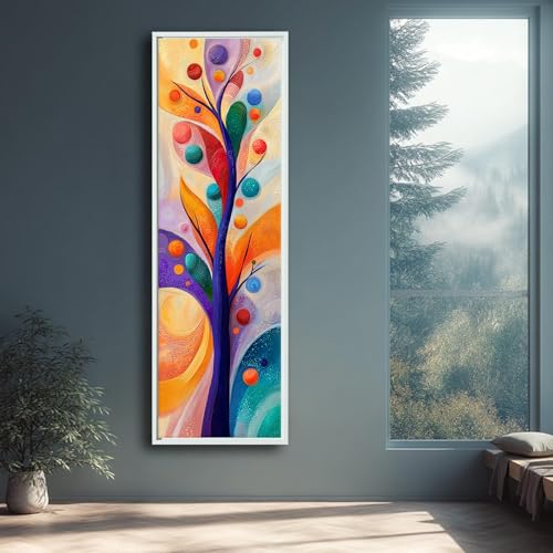 Tableau mural sur toile pour couloir sombre grand arbre abstrait gai