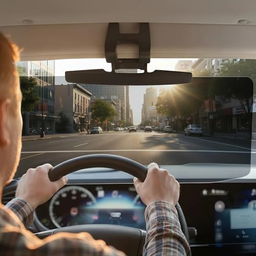CVchancin Upgraded Sun Visor Extender for Cars, Larger Polarized Anti-Glare Car Visor Extension, Universal Car Sun Blocker Protects from UV & Snow Blindness, Enhanced PC Lens for SUV & Truck